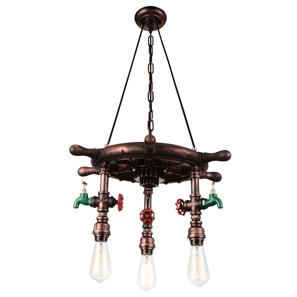 Cwi Lighting Manor 3 Light Down Chandelier With Speckled copper Finish 9718P22-3-210-A - main